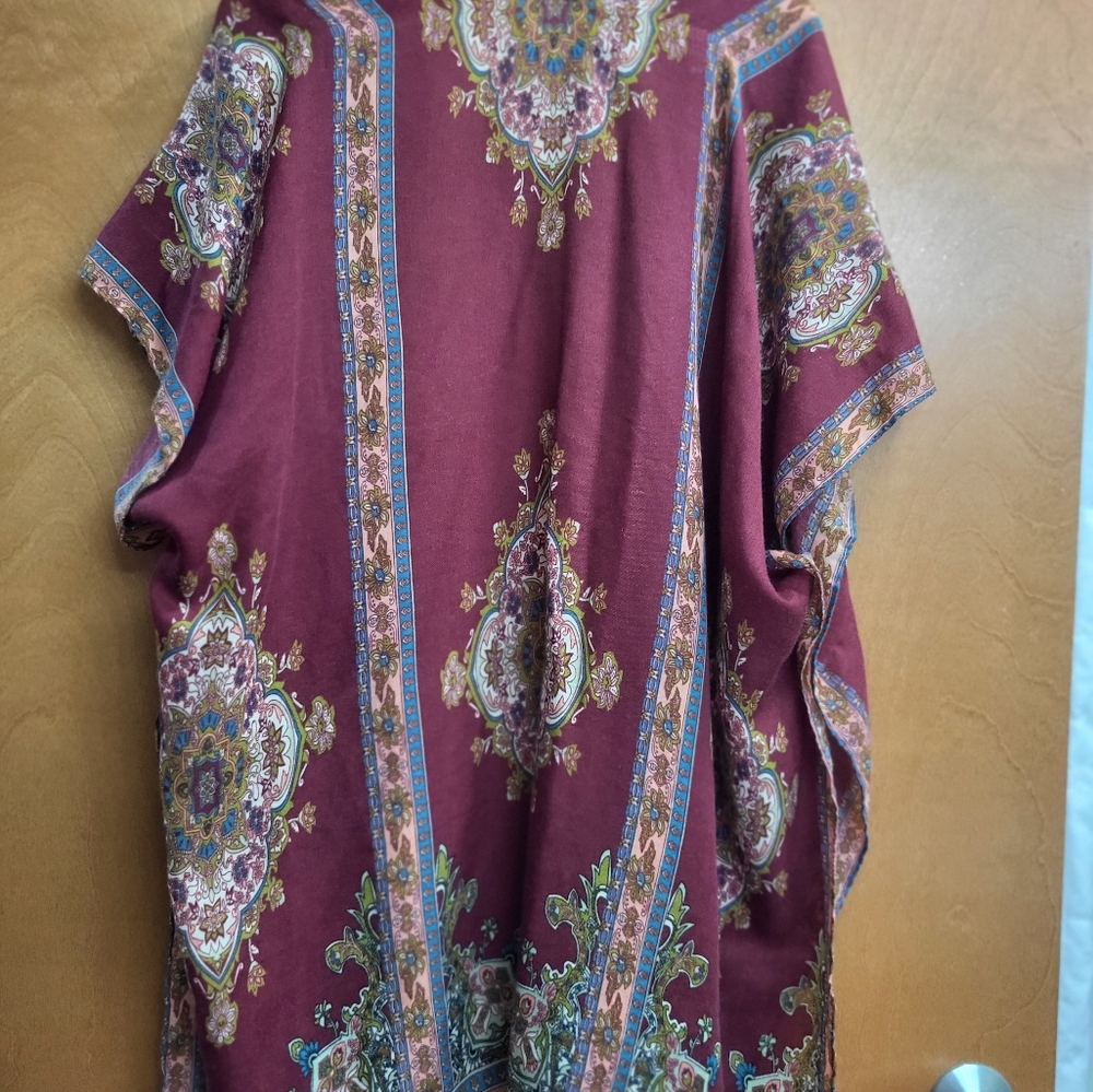 Magenta Boho Floral Mandala Tassle Cardigan One Sz - Picture 9 of 9